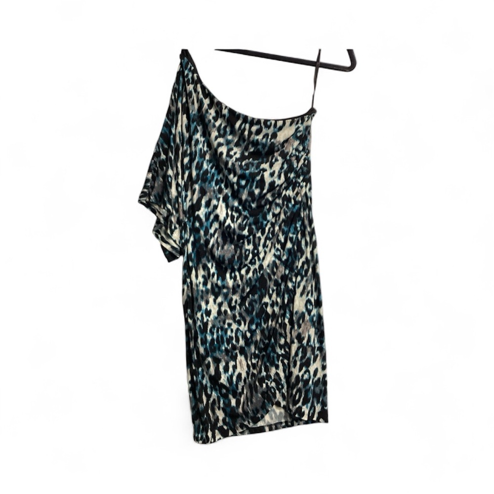 Enfocus Leopard Print One-Shoulder Dress